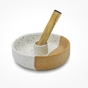 NIB Ceramic Terracotta Palo Santo Insense Holder w Sticks Holiday Gift